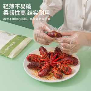 Disposable Pe Gloves 100 Pcs Food Grade Transparent Thickened For Kitchen Household Use - Product Image 2