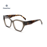 Lunettes de vue Flowerfour F2851 en acétate noir pour hommes et femmes, mode unisexe, lunettes vintage, monture optique à bordure complète, classiques et tendance