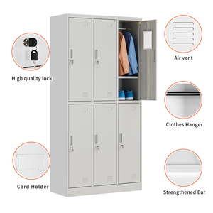 Armario Metálico de Seis Puertas Estilo <span class=keywords><strong>Industrial</strong></span>, Armario de Acero para Ropa, para Dormitorios, Escuelas, Hoteles, Talleres, Almacenes - Product Image 1