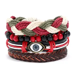 Individuelles Großhandel-Zubehör einfaches gewebtes klassisches Leder-Armband bohème Farbset Kombination