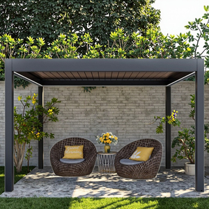 Louvered Garden <b>Gazebo</b> LED Light Sunshade Rainproof Leisure Aluminum Pergola JR-001 Aluminum <b>Gazebo</b> JR-001 - Product Image 1