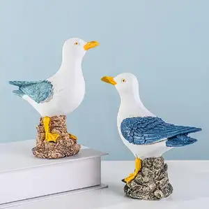 지중해 스타일 바닷새와 갈매기 모델 가구 창조적 인 마이크로 풍경 모래 테이블 장식 수지 수공예품