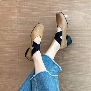 Elegantes Sandalias Plateadas de Tacón Cuadrado con Punta en Cuero Sintético, Cierre con Banda Elástica, Tacón Medio, para Todas las Temporadas - Product Image 4