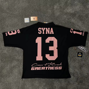 T-Shirt Rétro de Football Streetwear Personnalisé pour <span class=keywords><strong>Homme</strong></span>, Maillot Surdimensionné Imprimé, Coupe Boxy Épaules Tombantes, en Maille <span class=keywords><strong>Vintage</strong></span> - Product Image 6
