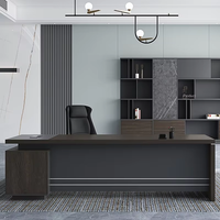 Ensemble de table et de chaises de bureau en bois massif moderne, de style président et de direction