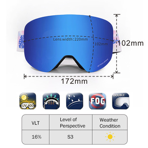 HUBO 197B <span class=keywords><strong>Lunettes</strong></span> de ski de haute qualité à double couche anti-buée, verres en PC UV400, <span class=keywords><strong>lunettes</strong></span> de snowboard personnalisées pour l'hiver, monture blanche/noire - Product Image 3
