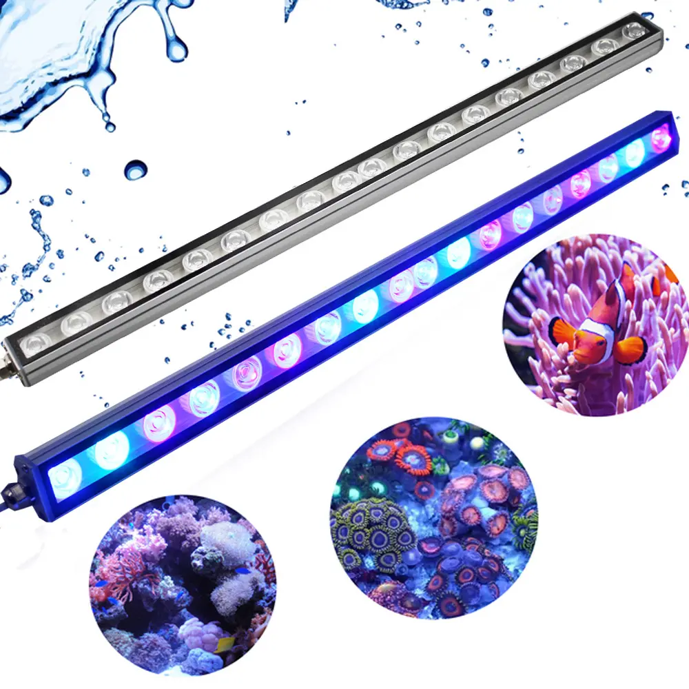 Aquarium Blue Light Plus Bar 18x3W 27x3W 450nm 470nm 430nm 410nm For Coral Reef Growth With Timer