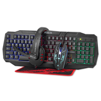 Kit de démarrage pour jeux Xtrike Me CM-406 4-en-1, clavier à membrane rétroéclairé RGB, souris USB Type A, casque programmable, tapis de souris