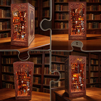 Vente en gros d'étagères à livres en bois faites à la main, thème Solas Academy, puzzles 3D, jouets d'assemblage DIY, modèle personnalisé avec éclairage