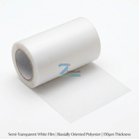 Film blanc semi-transparent 150μm - Surface mate, bonne performance de lamination, adapté aux applications de caissons lumineux publicitaires