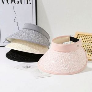 Nouvelle casquette unisexe à large bord, à sequins et ajourée, respirante et confortable, pour le sport et l'extérieur, avec protection solaire et visière pour queue de cheval - Product Image 1