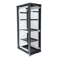 Baie de serveur de centre de données sur pied Spcc 52U/42U 19 pouces avec système de refroidissement intégré, protection IP20, porte en verre trempé, noir