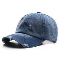 Gorra de Béisbol de Mezclilla de 6 Paneles con Logotipo Bordado Personalizado de Alta Calidad, Gorra de Papá Ajustable Sin Estructura para Hombre