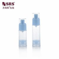 A0220 Flacon pompe sans air transparent en AS de 15 ml, 30 ml, 50 ml pour sérum cosmétique, lotion, fond de teint