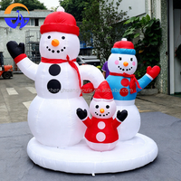 Ensemble familial de bonhommes de neige gonflables de Noël, bonhomme de neige géant gonflable pour la décoration extérieure de la cour, du jardin, de la villa, de la pelouse, pour les fêtes de fin d'année