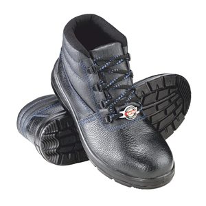 Botas de seguridad de cuero duradero con puntera de acero, cordones y suela de goma resistente con protección antichoque. - Product Image 3