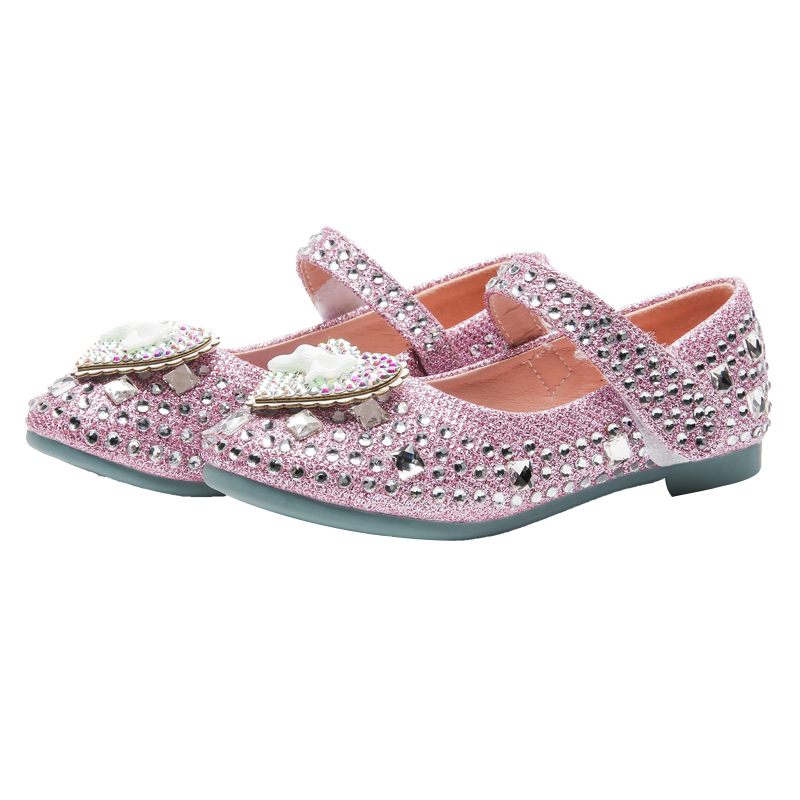 Детские туфли с бантом для принцессы, Новинка осени 2021, классические туфли для девочек, блестящие туфли с кристаллами и сердечками
