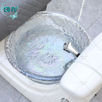 Fauteuil de pédicure et de manucure de luxe gris pour salon de beauté, sans plomberie, avec spa pour les pieds et fonction massage, avec cuve à jets