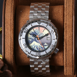 นาฬิกาทูน่า NH35ผู้ชายทำจากเหล็ก904l เรืองแสงอัตโนมัติกันน้ำได้สีเงินนาฬิกาแซฟไฟร์คริสตัลแบบไม่มีโลโก้ - Product Image 2