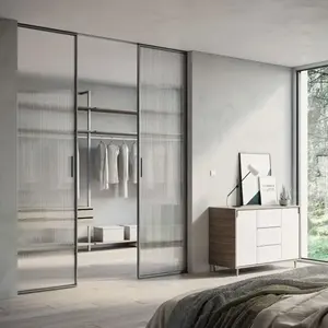 2023简约现代定制浴室内部窄框架铝型材玻璃滑动门