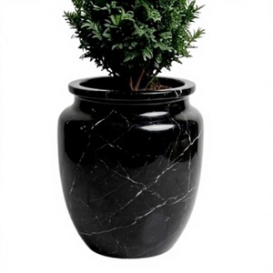 Vase en Onyx Noir Poli, Pot de Fleurs en Pierre, Décoration d'Intérieur Moderne, Vase Décoratif en Onyx Noir Naturel, Décoration Intérieure - Product Image 1