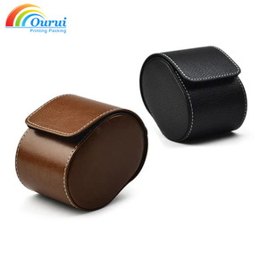 Green Round Leatherette Jewelry <b>Case</b> with Snap Closure Faux Suede Lined Interior Protective Storage Pouch - Product Image 5