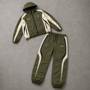 Survêtement Homme Vert Olive Crème Bicolore Entièrement Zippé à Capuche Respirant pour Entraînement et <span class=keywords><strong>Jogging</strong></span> Toutes Saisons - Product Image 4