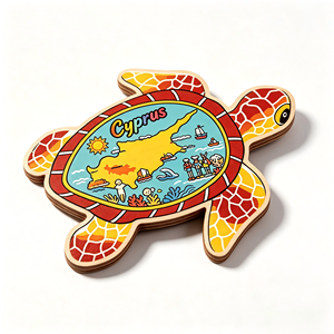 Aimant de réfrigérateur en bois avec carte de Chypre et tortue marine, souvenir d'île méditerranéenne, décoration marine pour réfrigérateur, cadeau souvenir de <span class=keywords><strong>vacances</strong></span> - Product Image 4