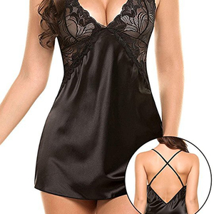bra short night dress Women Lace Mini Night Dress Summer Mesh Short Sleeve Nightie Built-in Bra Nightgowns Pink at Amazon Women's Clothing store