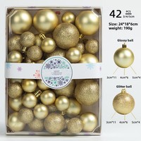 Ensemble de boules de Noël de haute qualité, 42 pièces, 3/4/5 cm, boules brillantes électro-plaquées, paillettes brillantes, UV, ouvrables, décorations pour arbre, ornements pour arbre