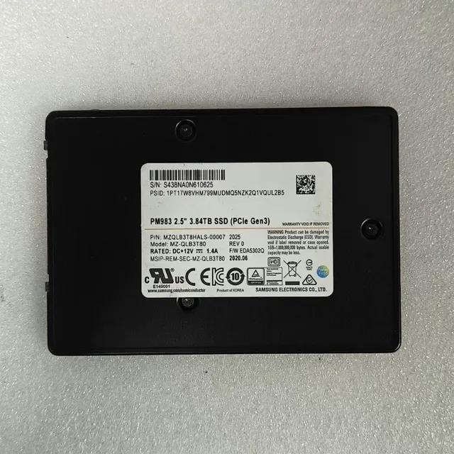 PM983 3.84TB NVME U2 SSD MZQLB3T8HALS-00007 Solid State Drive