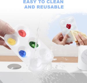 Palettes de peinture en plastique blanc XinyiArt <span class=keywords><strong>Palette</strong></span> d'<span class=keywords><strong>aquarelle</strong></span> de peinture rectangulaire à 6 puits pour étudiants Plateau de support de peinture de qualité supérieure - Product Image 3