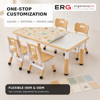 Table et 4 chaises pour enfants, modernes, détachables, réglables en hauteur, avec coins arrondis, pour la maison et la maternelle