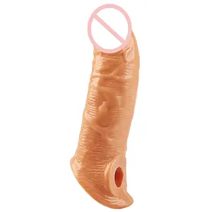 Super soft Big Delay Ejaculation Male Thick Cock Realistic Dildo Condoms Reusable Penis Extender Sleeve