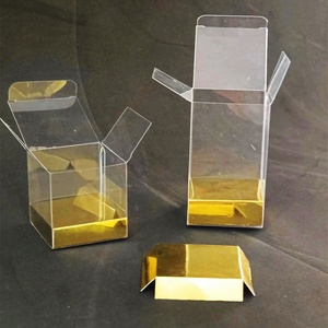 Scatola Cubica Trasparente in PET e PVC per <span class=keywords><strong>Caramelle</strong></span> Nuziali Personalizzate e Cioccolato con Inserti Dorati - Product Image 1
