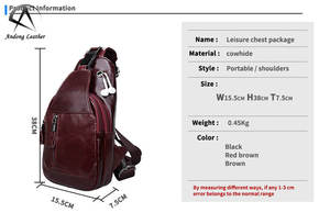 Bolso Bandolera Retro de Cuero Vacuno Genuino Andong para Hombre, Bolso Cruzado de Gran Capacidad para Viajes, Deportes y Actividades al Aire Libre - Product Image 2
