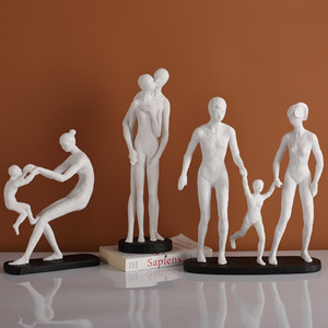 Abstract Family Figurine White Resin Minimalist Design Home Office <b>Decor</b> Art Sculpture For Desk Study Cabinet Display - Product Image 4