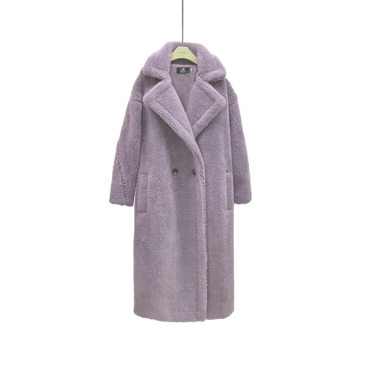 Cappotto di orsacchiotto da donna moda all'ingrosso su misura Oversize lungo agnello di pecora classico giacca di pelliccia di orsacchiotto giacca di pelliccia sintetica cappotto di pelliccia sintetica