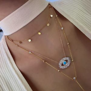 Collar con colgante de Moana para mujer, Gargantilla con piedras, pestañas, pavé de ojo turquesa, CZ, joyería para mujer 2022 - Product Image 5