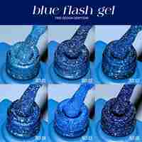 Collection de vernis à ongles gel super brillant LOGO 6 couleurs, bleu flash, paillettes réfléchissantes, vernis à ongles gel disco pour salon de manucure