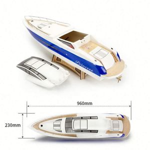 Yate de Lujo Tfl 1305, <span class=keywords><strong>Lancha</strong></span> Grande de Fibra de Vidrio Tipo Princesa de 1310 mm, Barco <span class=keywords><strong>RC</strong></span> a <span class=keywords><strong>Gasolina</strong></span> con Motor de 30cc, Barco ARTR con Doble Motor - Product Image 6