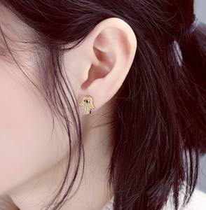 À la mode cristal boucles d'oreilles hamsa main boucles d'oreilles en or 24k - Product Image 4