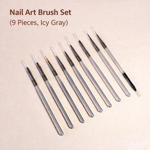 Precision 9Pcs <b>Tea</b> Color Nail Art Brush <b>Set</b> Soft Nylon Bristles Acrylic Handle Oval Liner Gel Brush - Product Image 5