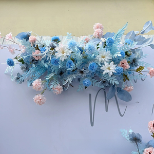 Đám Cưới Sân Khấu Backdrop Ánh Sáng Màu Xanh Hồng Trắng Nhân Tạo Hoa Sắp Xếp, Nhà Máy Trực Tiếp Bán Hoa Bó Hoa Á Hậu Hàng Hoa - Product Image 2