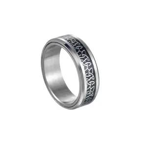 Northern Europe stylish fashion viking Celtics rings Wholesale bulk stock jewelry fine rotatable ring Quality titanium men rings