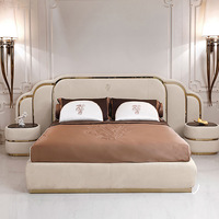 Luxusvilla Neues Design Doppelbett-Kopfteil Modernes Lederbett Schlafzimmer-Möbelset