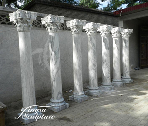 Handcarving chino romana blanco columna de mármol puerta Pilar diseño para venta al por mayor - Product Image 3