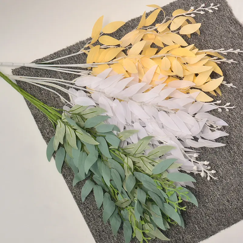 Foglie di salice all'ingrosso finte foglie artificiali bianche fatte a mano piante foglie verdi di salice di seta