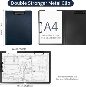 Portapapeles Plegable A4 A3, Carpeta de Archivos de Plástico con Tapa Giratoria de 360 Grados, Clip Doble de Perfil Bajo <span class=keywords><strong>para</strong></span> Suministros de Oficina y Escolares - Product Image 2