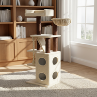 YOUME Grande Tour d'activités pour chat avec condo, pour Maine Coon et Ragdoll, avec baril à gratter en sisal et hamac